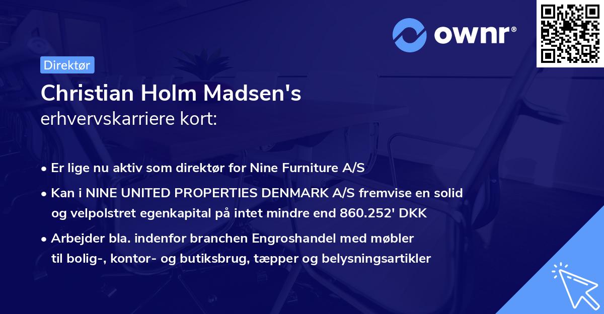 Christian Holm Madsen's erhvervskarriere kort
