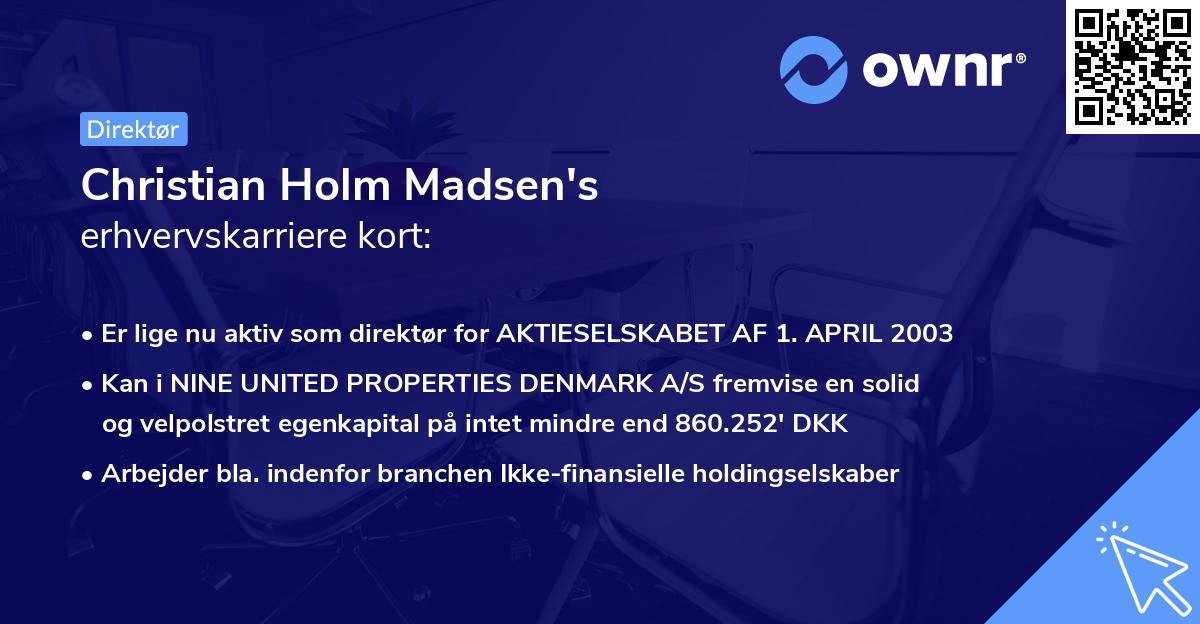 Christian Holm Madsen's erhvervskarriere kort