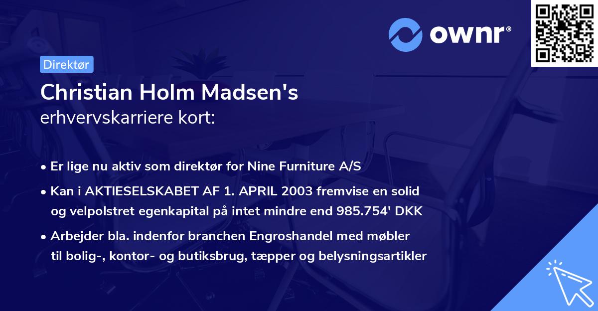 Christian Holm Madsen's erhvervskarriere kort