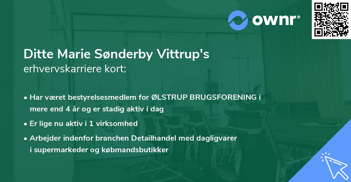 Ditte Marie Sønderby Vittrup's erhvervskarriere kort