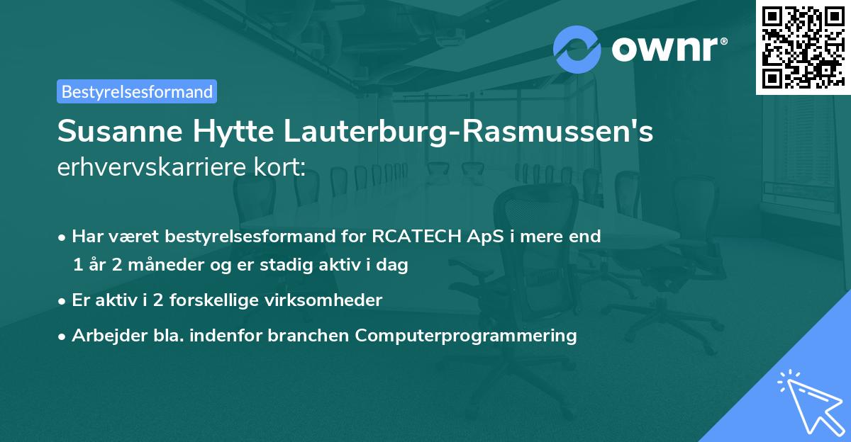 Susanne Hytte Lauterburg-Rasmussen's erhvervskarriere kort