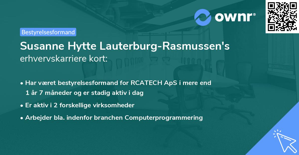 Susanne Hytte Lauterburg-Rasmussen's erhvervskarriere kort