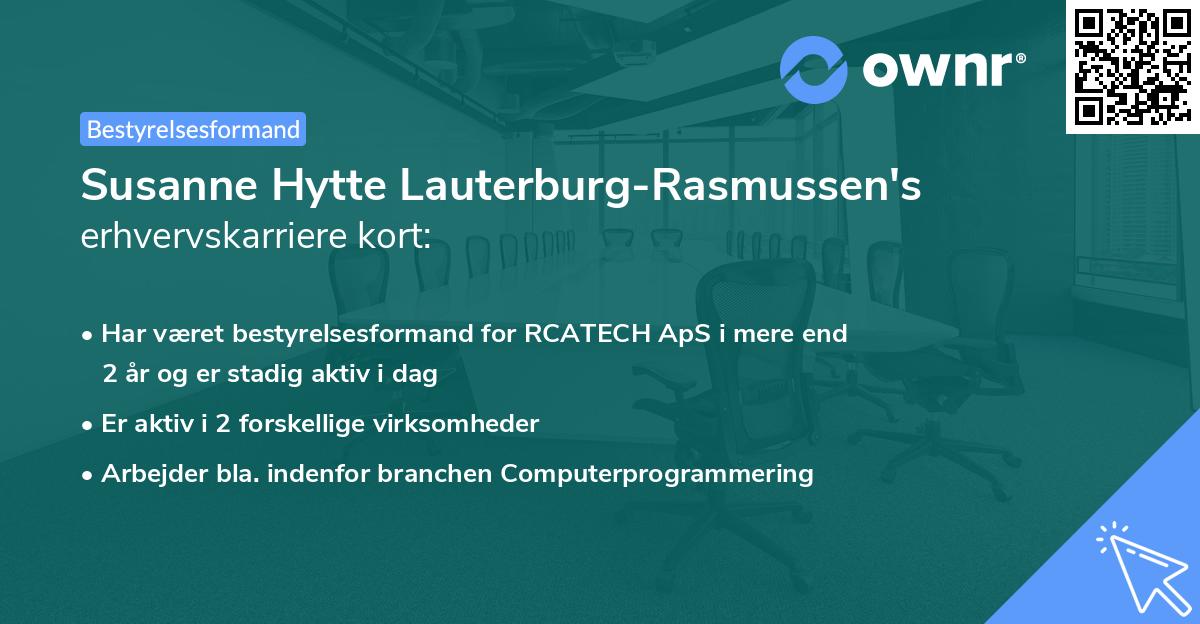 Susanne Hytte Lauterburg-Rasmussen's erhvervskarriere kort