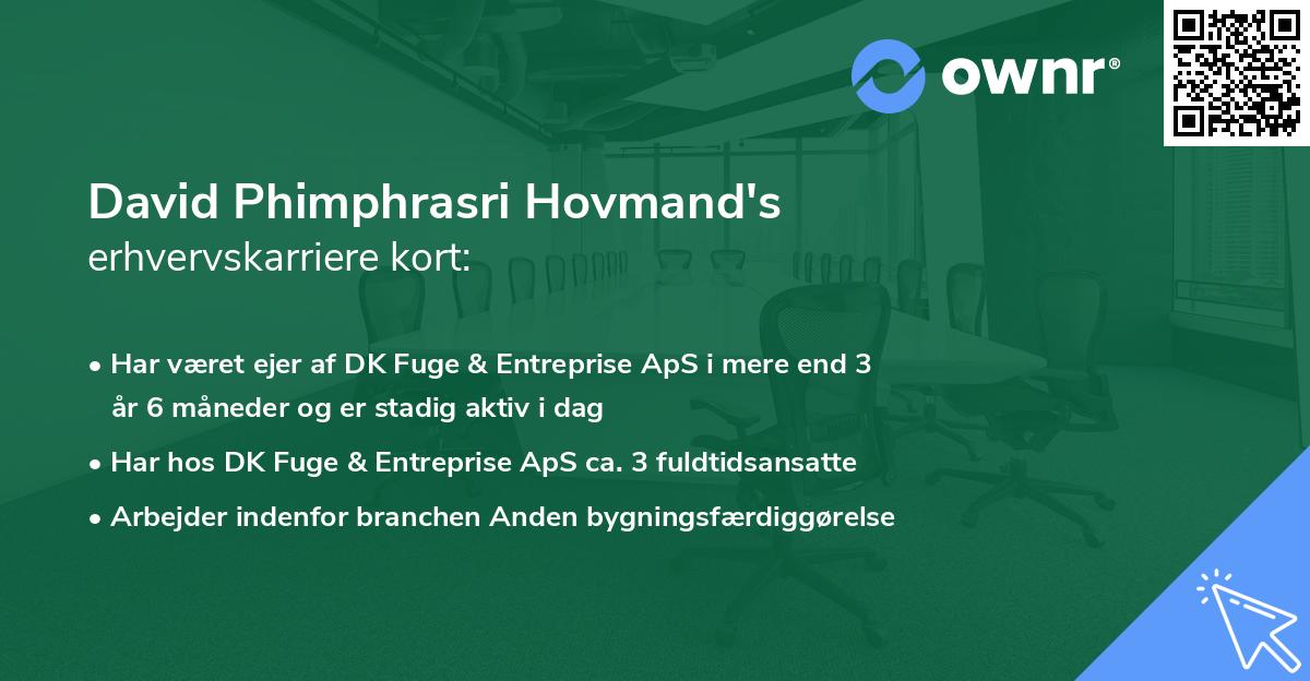 David Phimphrasri Hovmand's erhvervskarriere kort