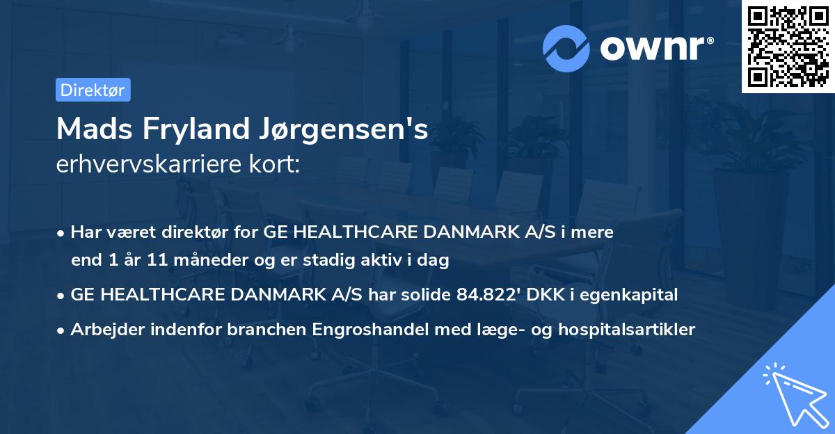 Mads Fryland Jørgensen's erhvervskarriere kort