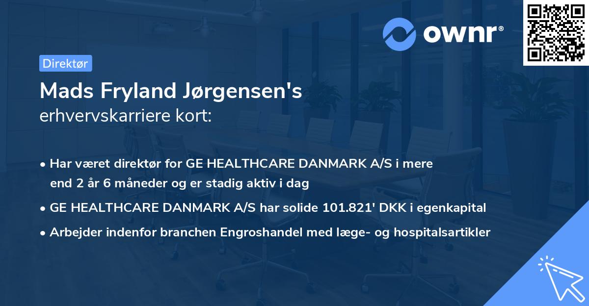 Mads Fryland Jørgensen's erhvervskarriere kort