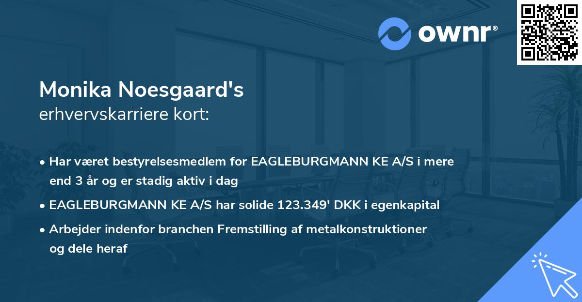 Monika Noesgaard's erhvervskarriere kort