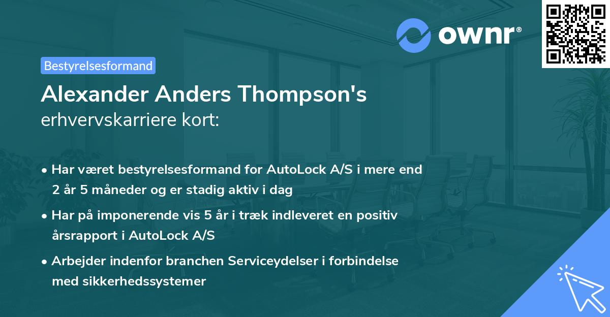 Alexander Anders Thompson's erhvervskarriere kort