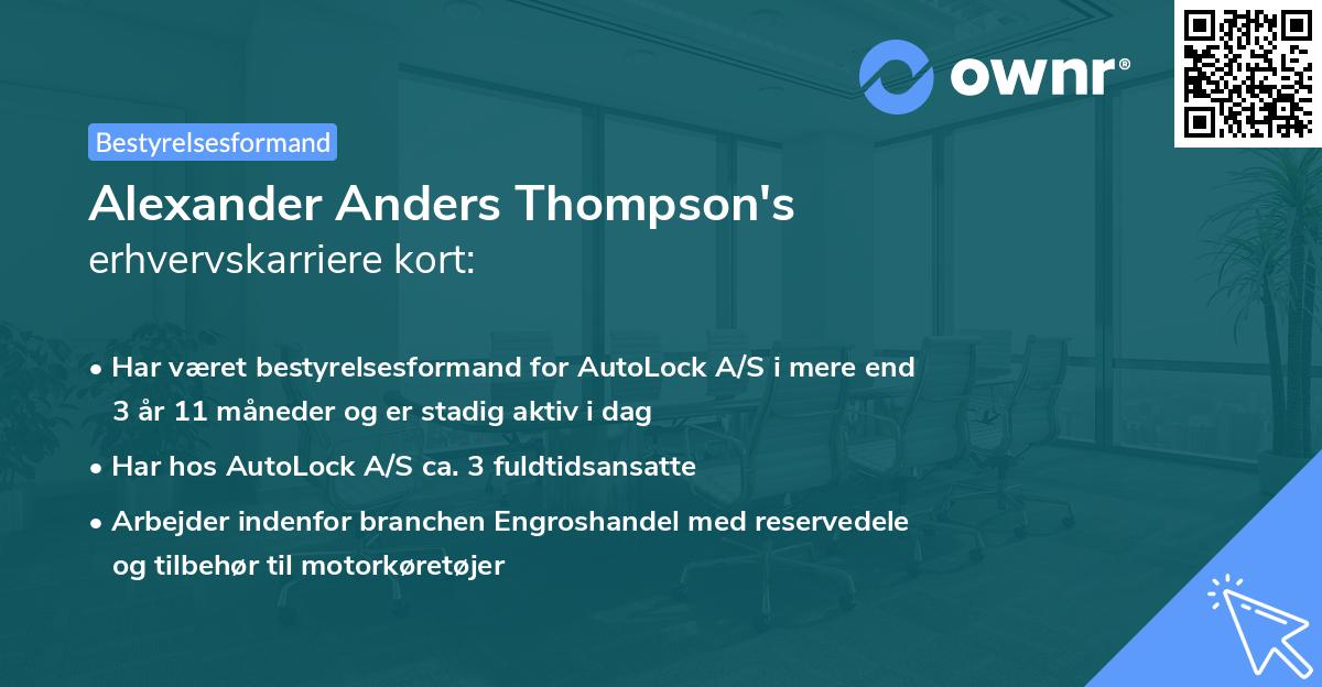 Alexander Anders Thompson's erhvervskarriere kort