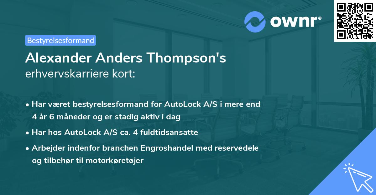 Alexander Anders Thompson's erhvervskarriere kort
