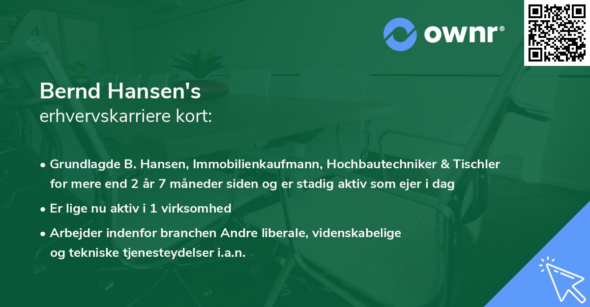 Bernd Hansen's erhvervskarriere kort