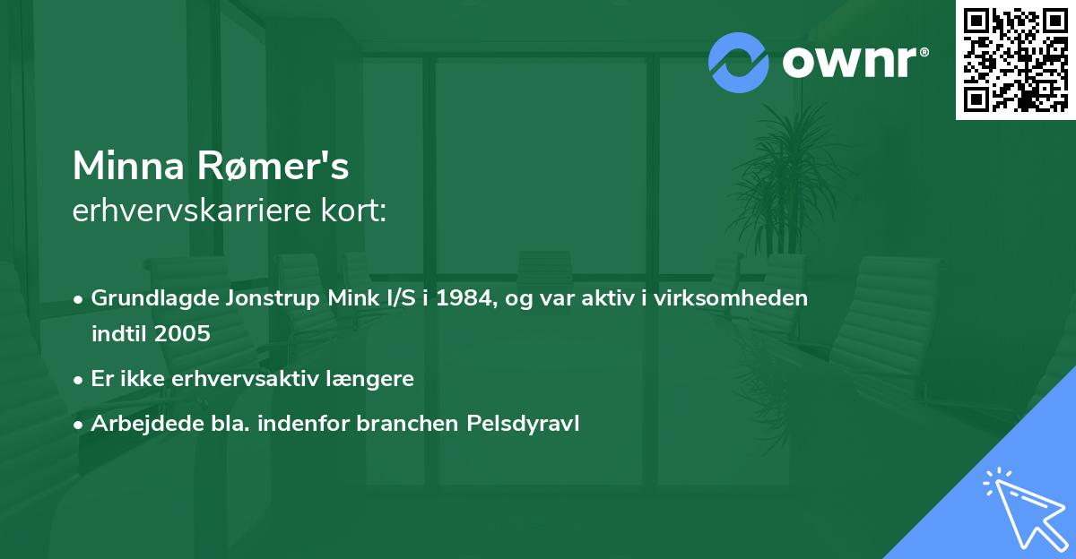 Minna Rømer's erhvervskarriere kort
