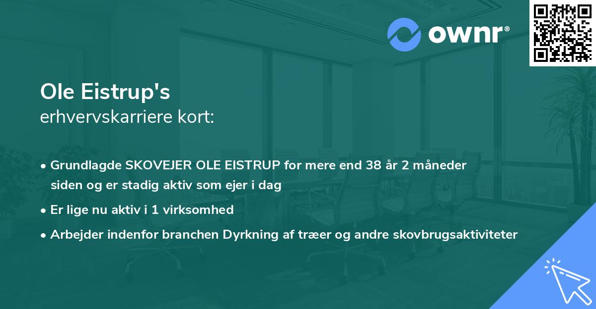 Ole Eistrup's erhvervskarriere kort