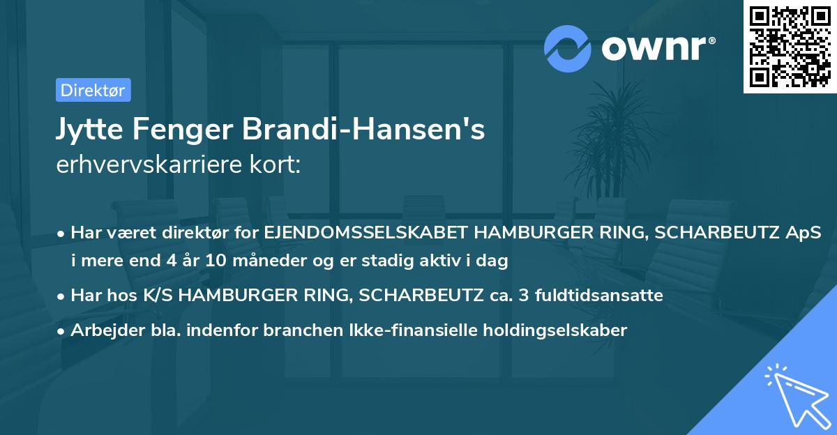 Jytte Fenger Brandi-Hansen's erhvervskarriere kort