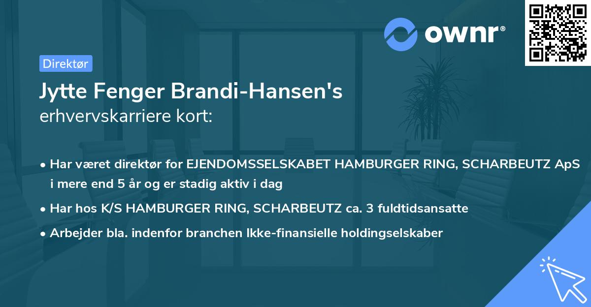 Jytte Fenger Brandi-Hansen's erhvervskarriere kort