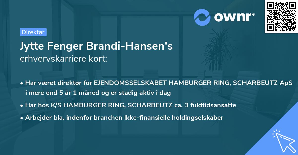 Jytte Fenger Brandi-Hansen's erhvervskarriere kort