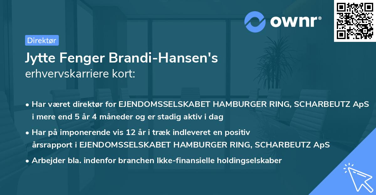 Jytte Fenger Brandi-Hansen's erhvervskarriere kort