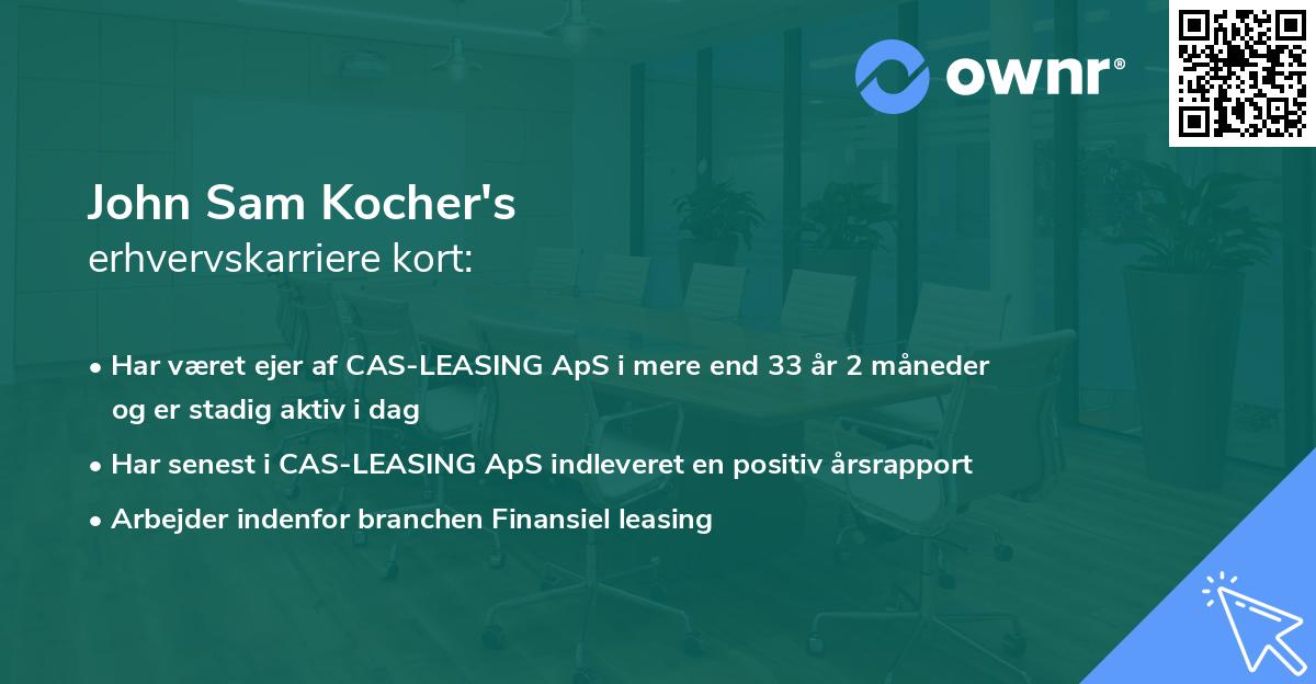 John Sam Kocher's erhvervskarriere kort