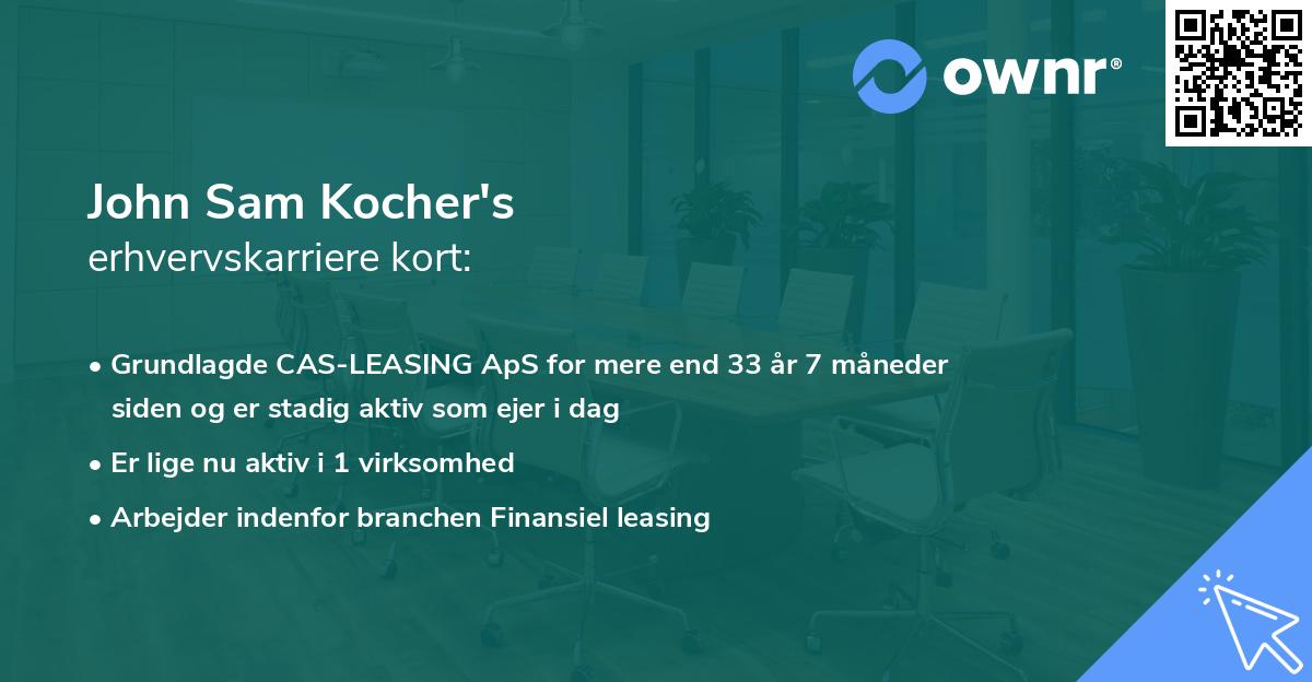 John Sam Kocher's erhvervskarriere kort