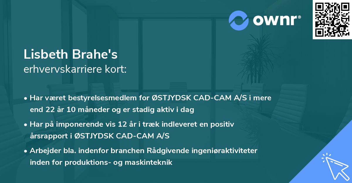 Lisbeth Brahe's erhvervskarriere kort