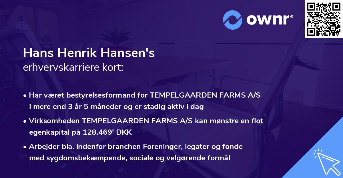 Hans Henrik Hansen's erhvervskarriere kort