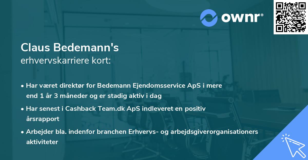 Claus Bedemann's erhvervskarriere kort