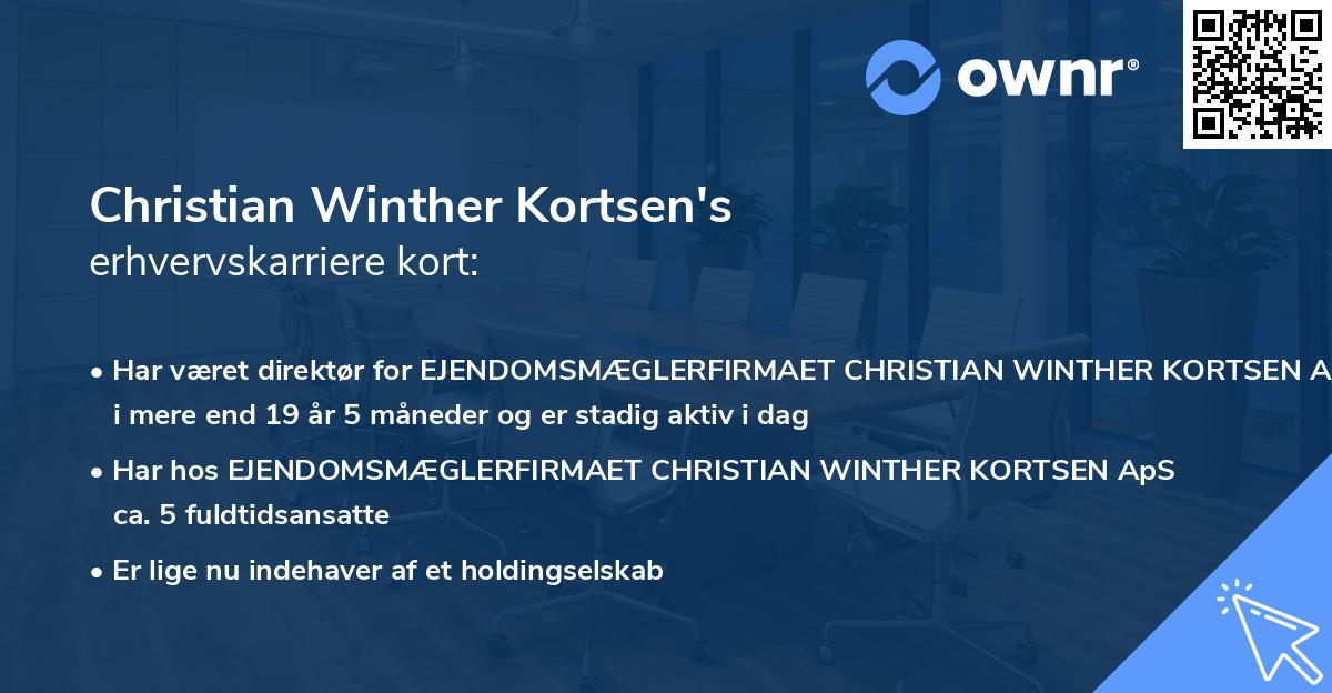 Christian Winther Kortsen's erhvervskarriere kort