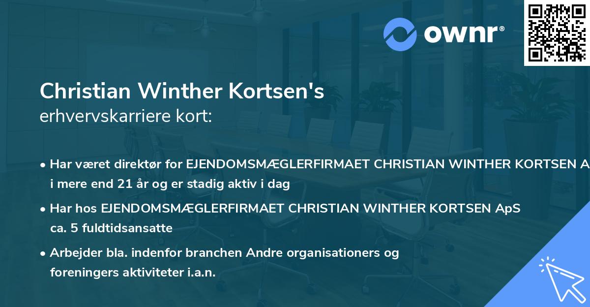 Christian Winther Kortsen's erhvervskarriere kort