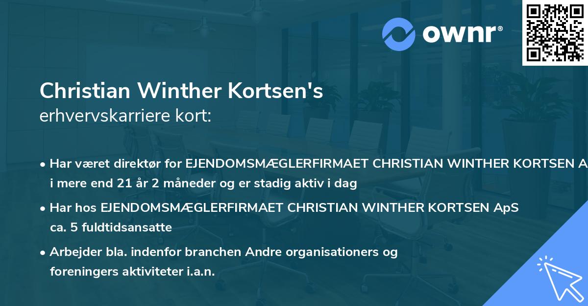 Christian Winther Kortsen's erhvervskarriere kort
