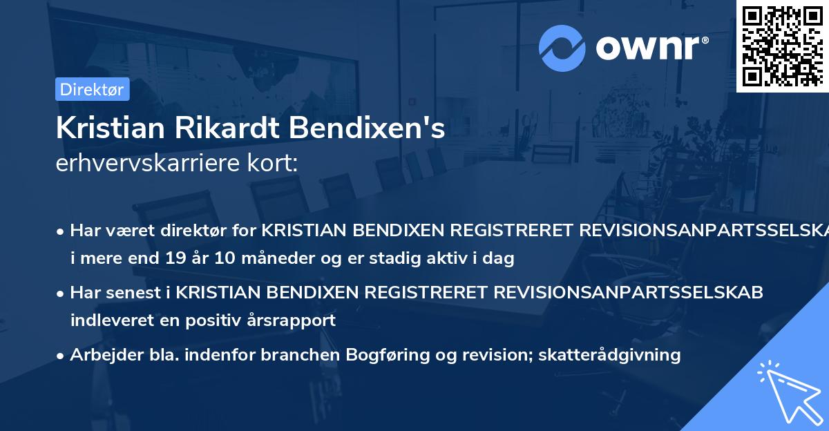 Kristian Rikardt Bendixen's erhvervskarriere kort