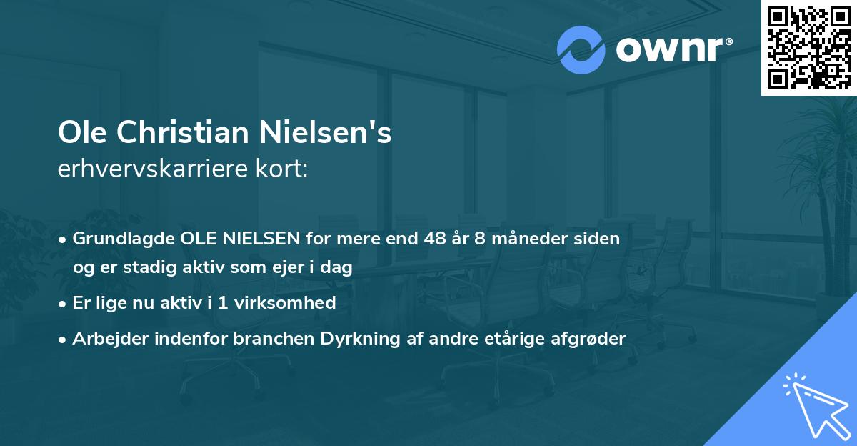 Ole Christian Nielsen's erhvervskarriere kort