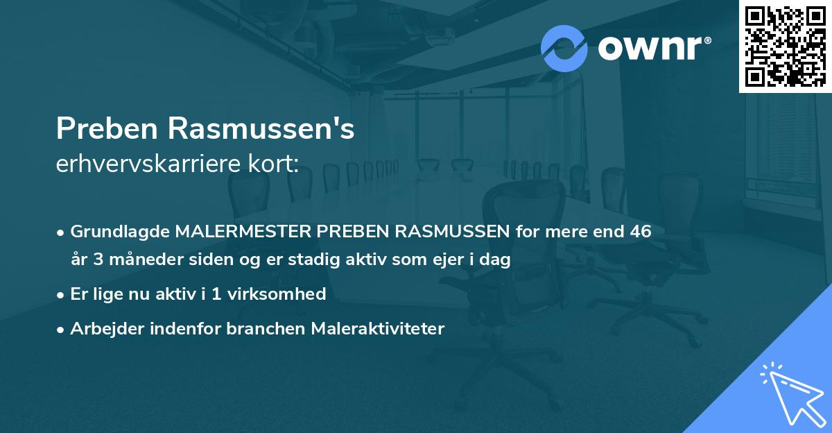 Preben Rasmussen's erhvervskarriere kort