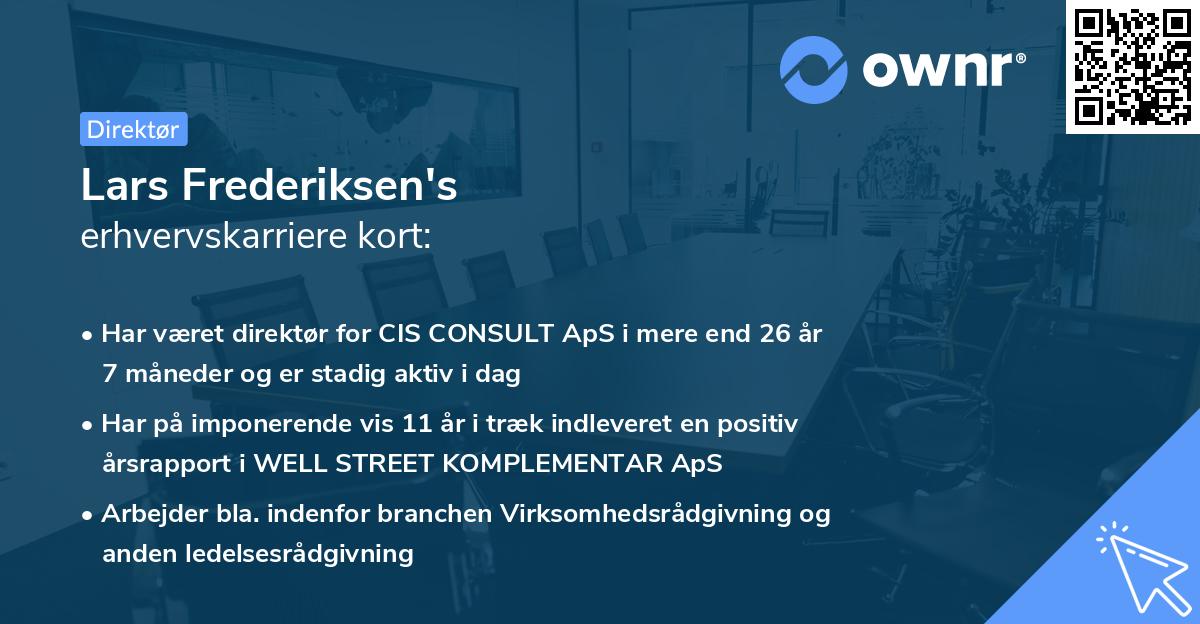 Lars Frederiksen's erhvervskarriere kort
