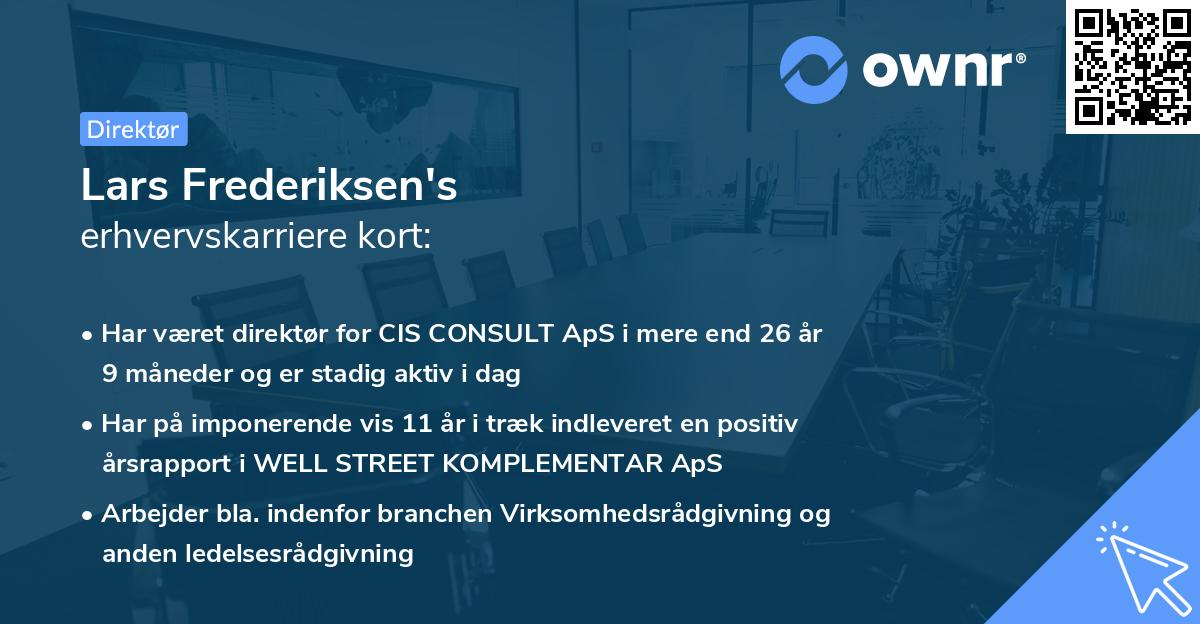 Lars Frederiksen's erhvervskarriere kort