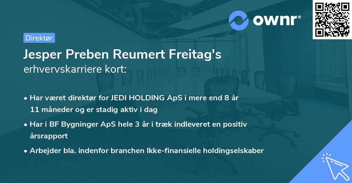 Jesper Preben Reumert Freitag's erhvervskarriere kort
