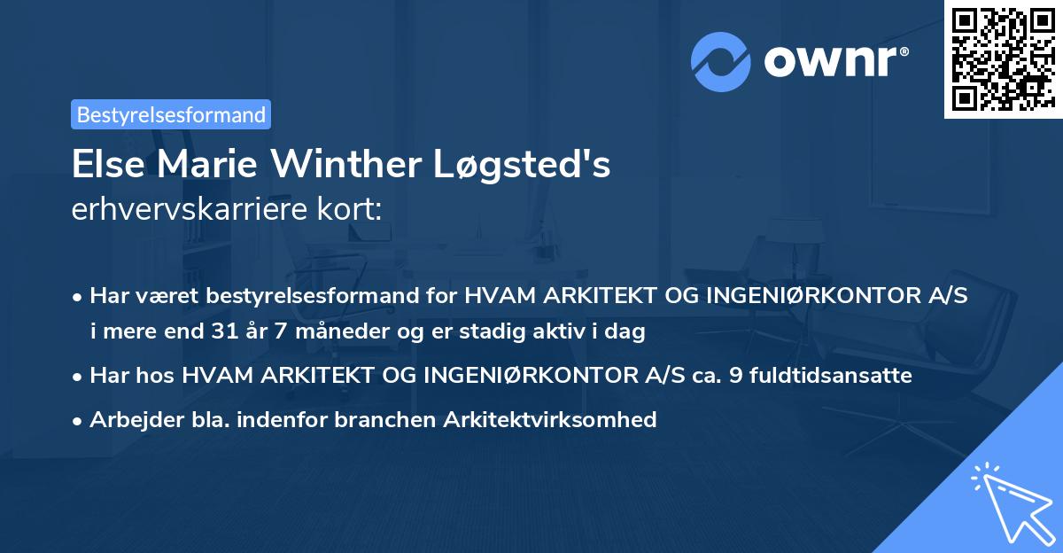 Else Marie Winther Løgsted's erhvervskarriere kort