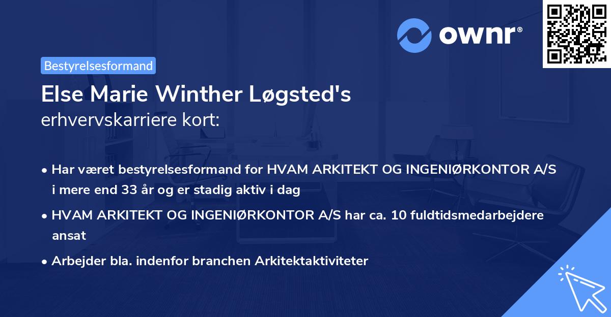 Else Marie Winther Løgsted's erhvervskarriere kort