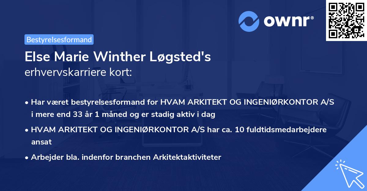Else Marie Winther Løgsted's erhvervskarriere kort
