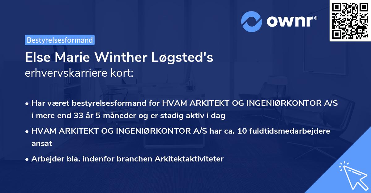 Else Marie Winther Løgsted's erhvervskarriere kort