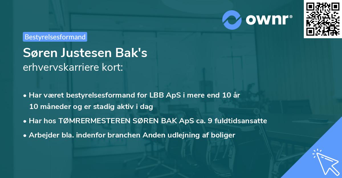 Søren Justesen Bak's erhvervskarriere kort