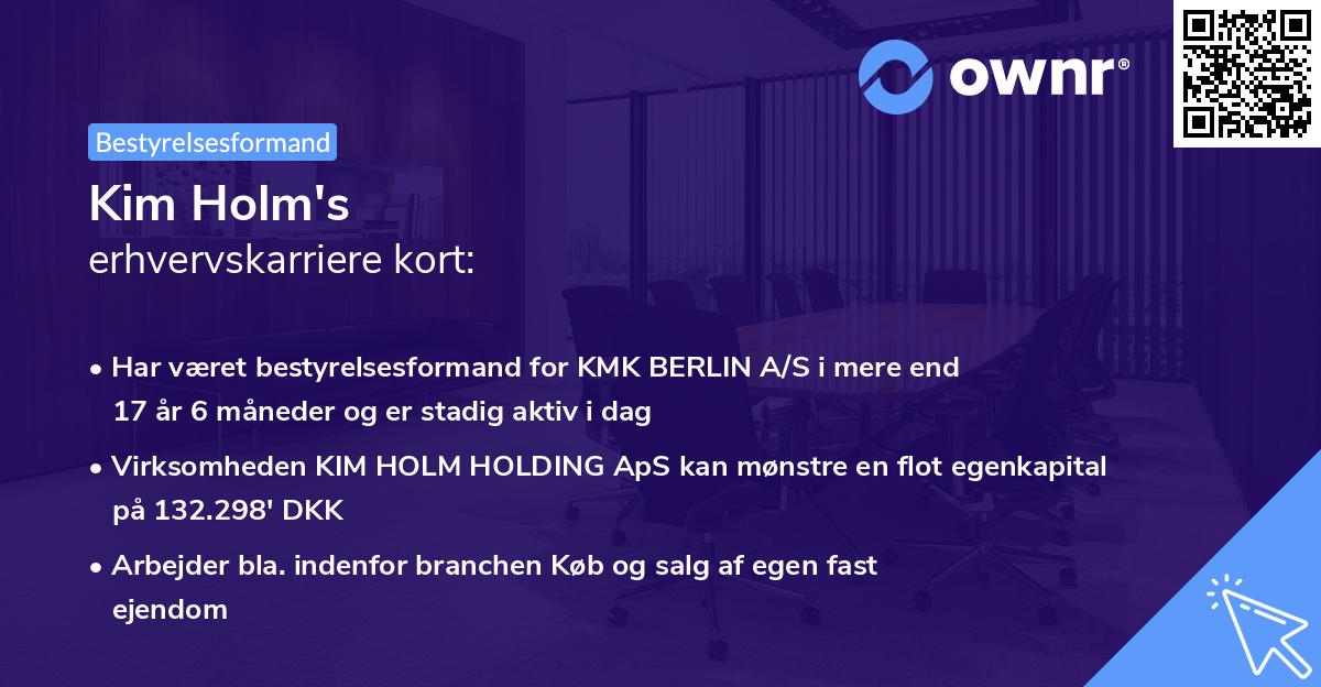 Kim Holm's erhvervskarriere kort