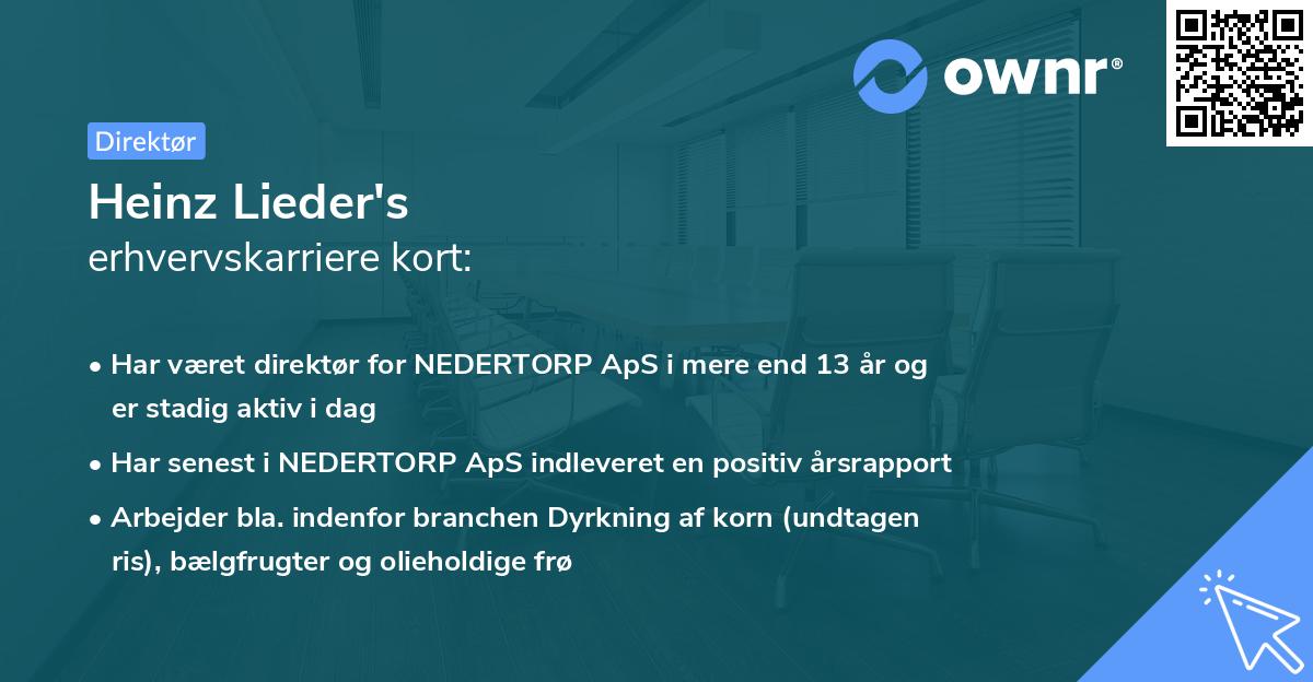 Heinz Lieder's erhvervskarriere kort
