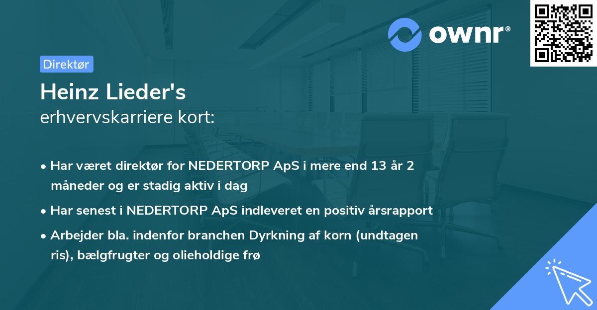 Heinz Lieder's erhvervskarriere kort