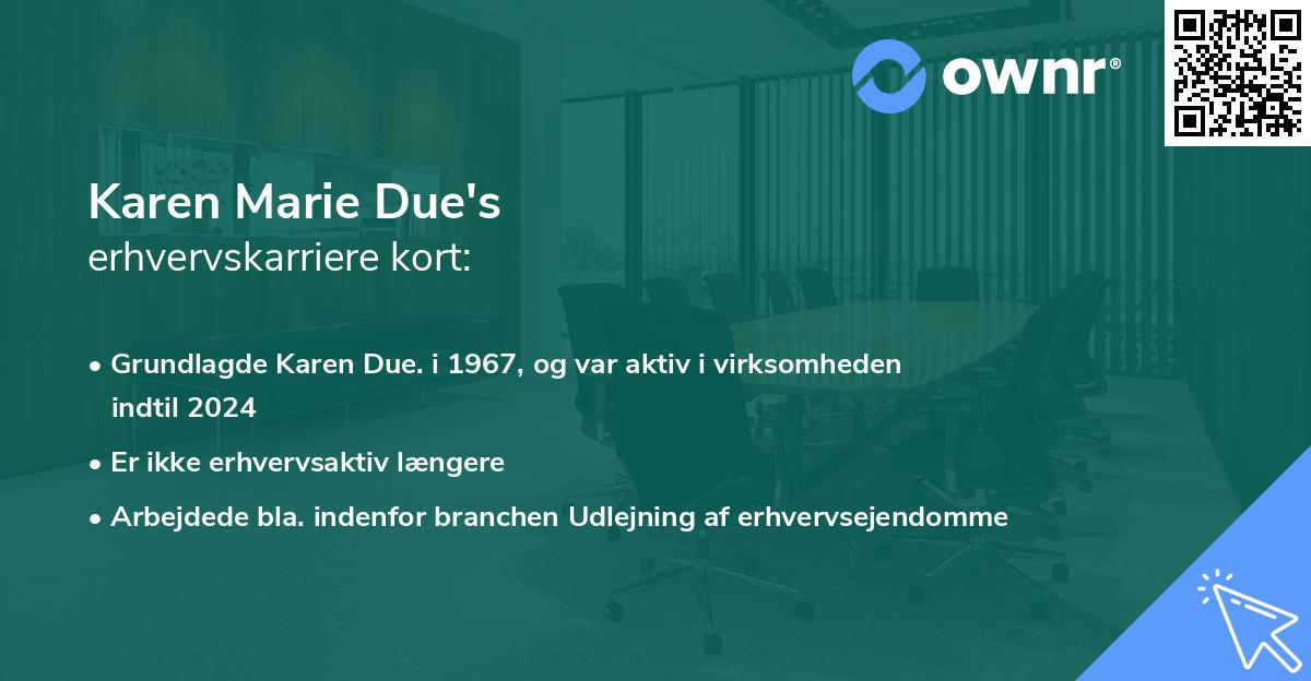 Karen Marie Due's erhvervskarriere kort