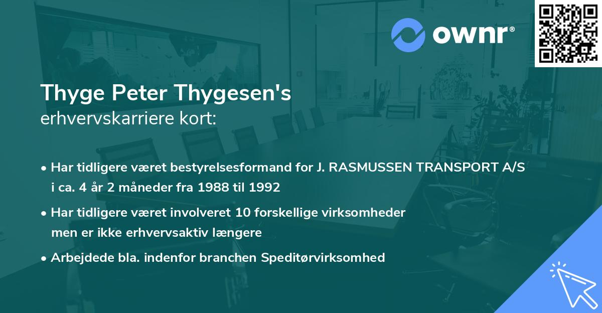 Thyge Peter Thygesen's erhvervskarriere kort