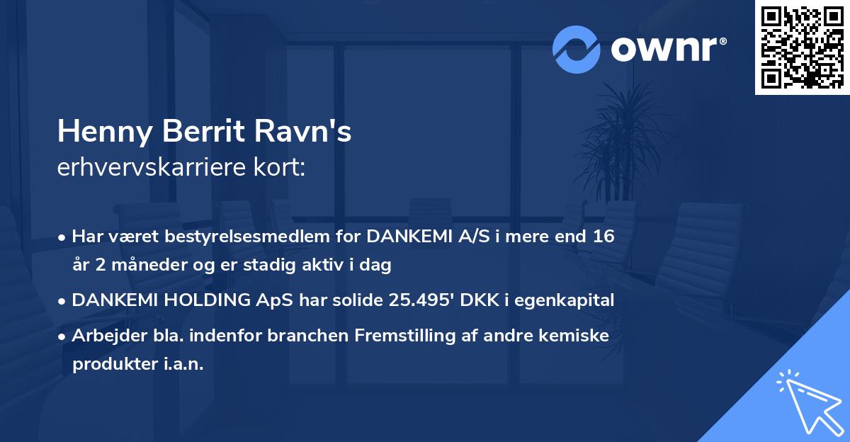 Henny Berrit Ravn's erhvervskarriere kort