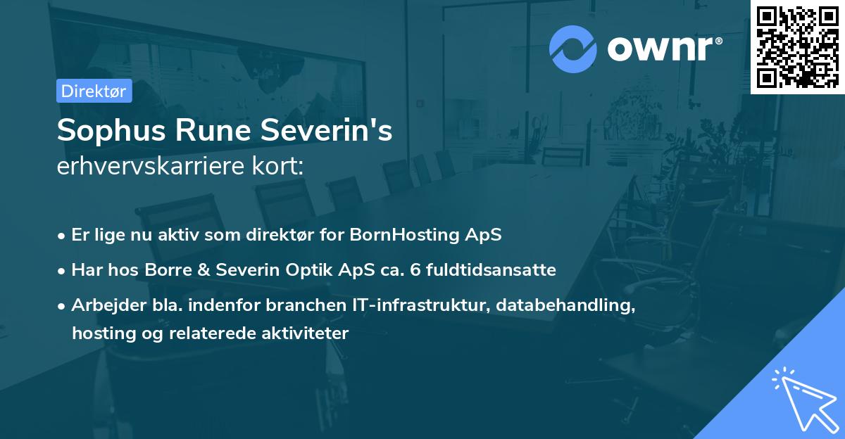 Sophus Rune Severin's erhvervskarriere kort