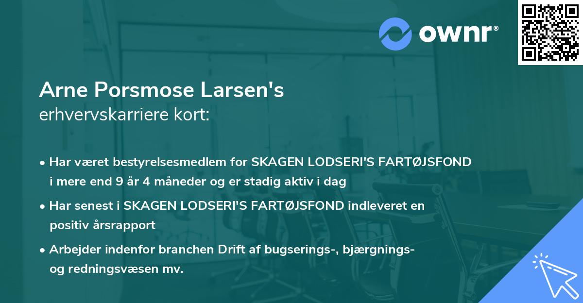 Arne Porsmose Larsen's erhvervskarriere kort