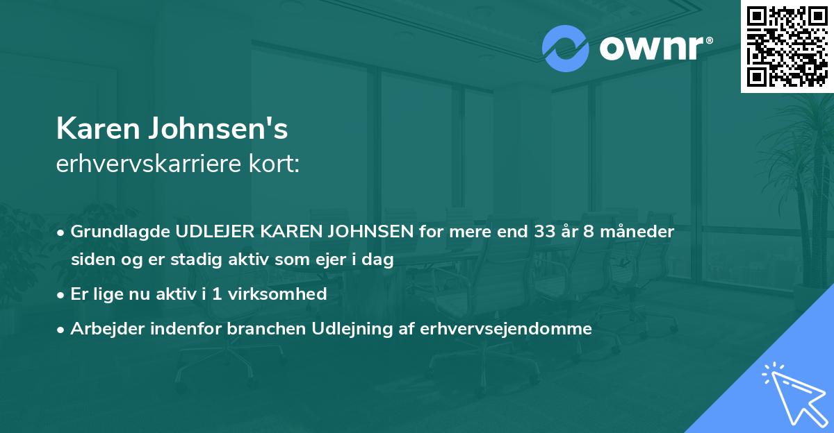 Karen Johnsen's erhvervskarriere kort