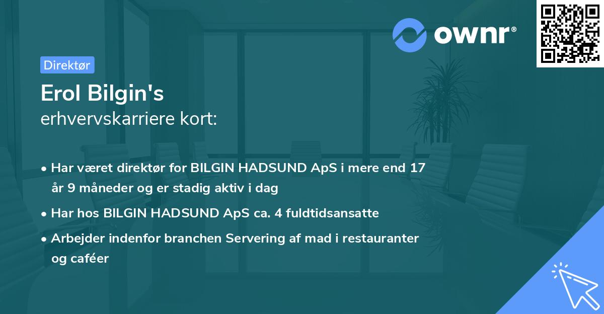 Erol Bilgin's erhvervskarriere kort